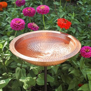 Achla Hammered Solid Copper Bird Bath with Stake