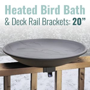 Wild Bird Lover's Heated Bird Bath w/Deck Rail Brackets, 20"