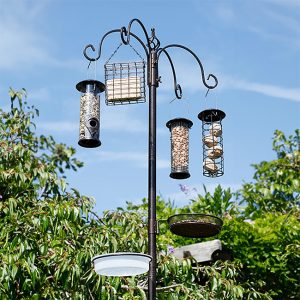 Jester Premium Bird Feeding Station w/Feeders, Brown, 7'3.5"