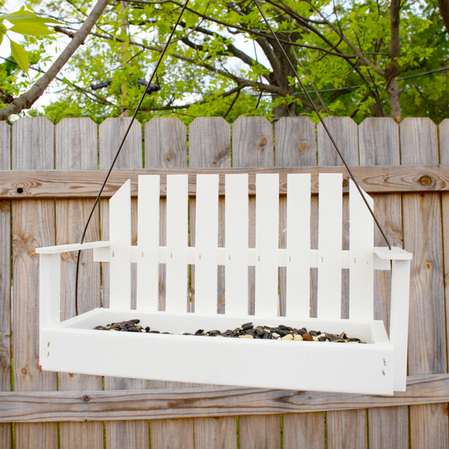 Amish Made Recycled Plastic Swing Bird Feeder, White – Hanging Seed Feeder