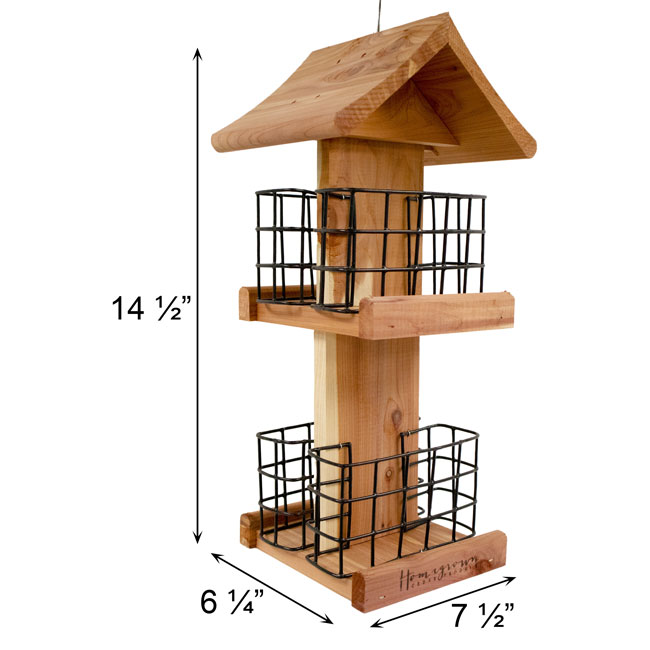 Amish Made Cedar Quad Suet Feeder Tower – 4 Cake Bird Feeder - Image 3