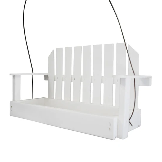Amish Made Recycled Plastic Swing Bird Feeder, White – Hanging Seed Feeder - Image 3