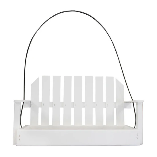 Amish Made Recycled Plastic Swing Bird Feeder, White – Hanging Seed Feeder - Image 5