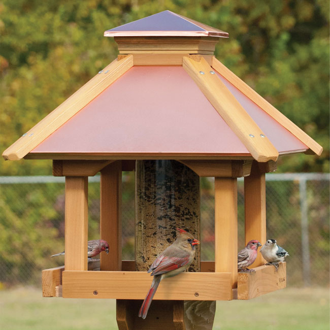 Gazebo Bird Feeder with Copper Roof – Large Outdoor Feeder