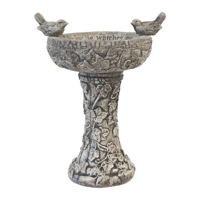 Athens "His Eye Is on the Sparrow" Concrete Bird Bath – Pre-Aged Finish | Made in USA - Image 2