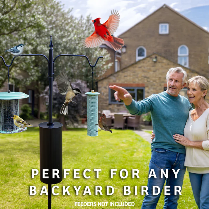 Birds Choice 2 Arm Bird Feeder Pole Set with Squirrel Baffle – Heavy Duty Steel Mounting Pole - Image 7