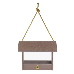Medium hopper bird feeder in cinnamon recycled plastic made in USA