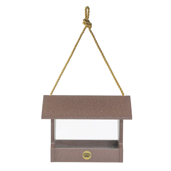 Medium hopper bird feeder in cinnamon recycled plastic made in USA
