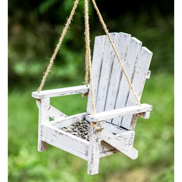 White Adirondack Chair Bird Feeder Hanging Seed Feeder - Image 2