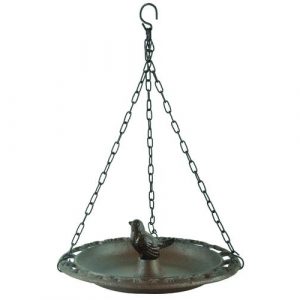Antique Brown Cast Iron Hanging Bird Bath