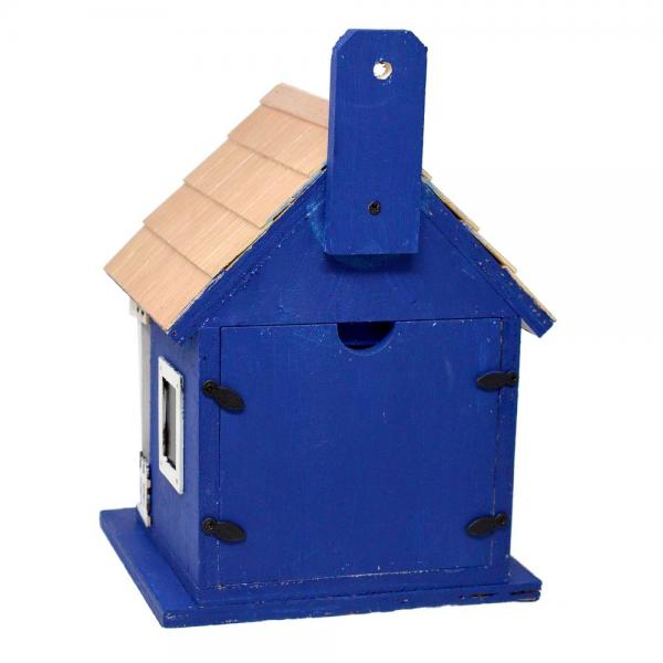 Navy Coastal Cabana Birdhouse | Decorative Hanging Beach Cottage Bird House for Backyard Birds - Image 2