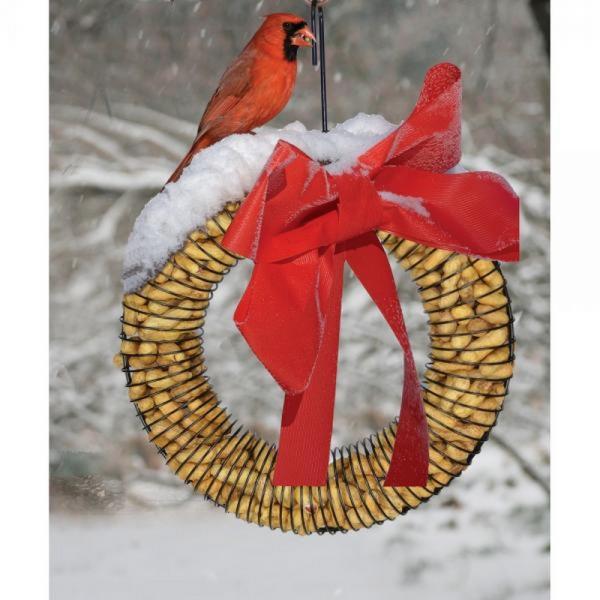 13-Inch Whole Peanut Wreath Bird Feeder – Black Hanging Ring Feeder - Image 2
