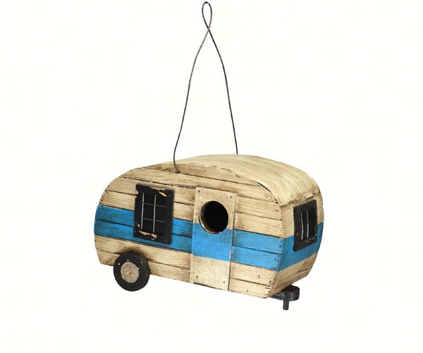 Retro Camper Bird House vintage travel trailer hanging birdhouse for backyard birds