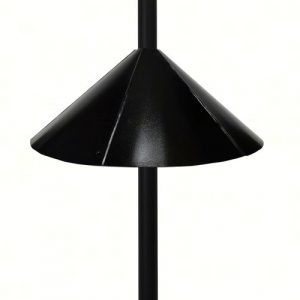 Squirrel Defeater Super Snap-On Pole Baffle installed below a backyard bird feeder