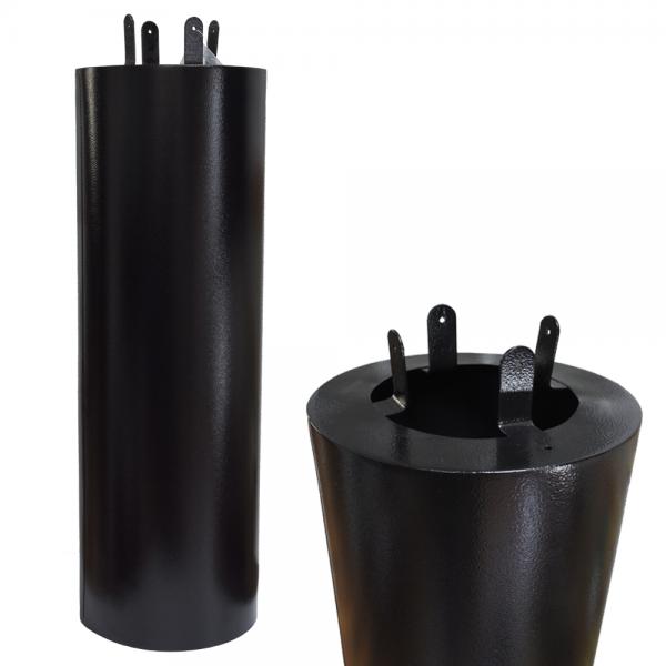 Heavy-duty 4x4 Predator Defeater Raccoon Baffle installed on a wooden bird feeder post