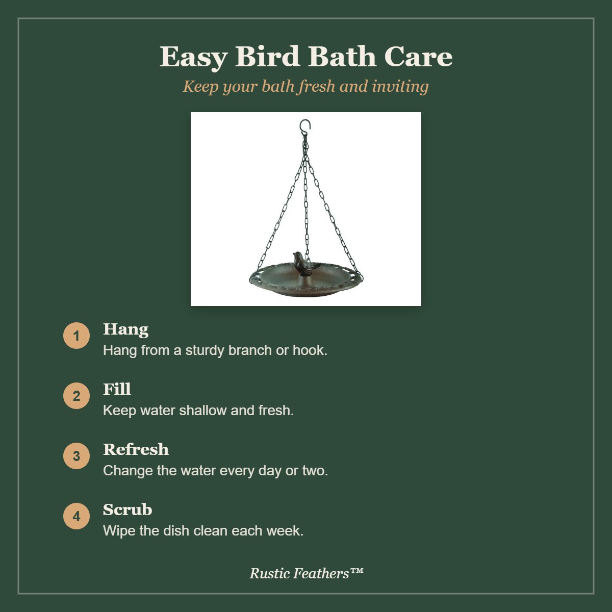 Easy Bird Bath Care for the Cast Iron Hanging Bird Bath