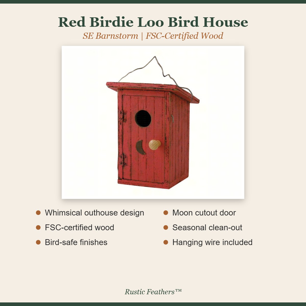 Red Birdie Loo Bird House features