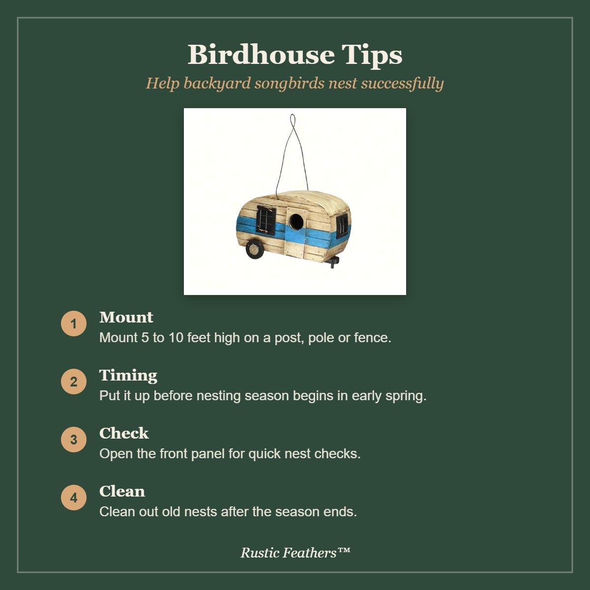 Birdhouse tips: mounting, timing, checks and cleaning