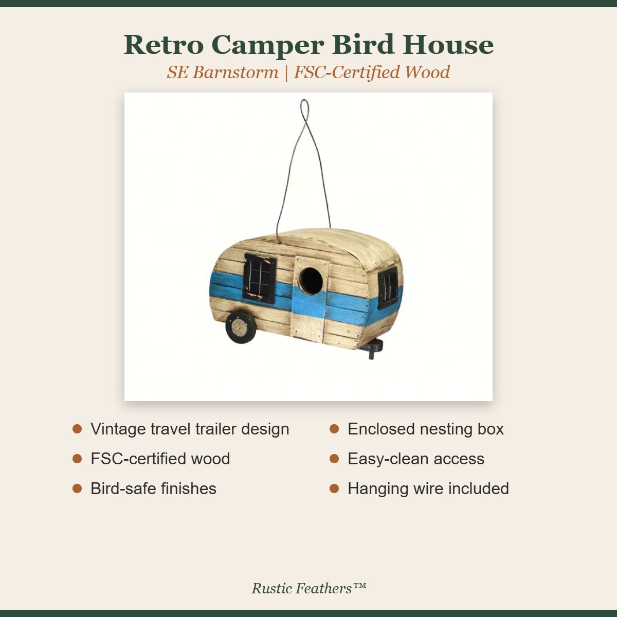 Retro Camper Bird House features